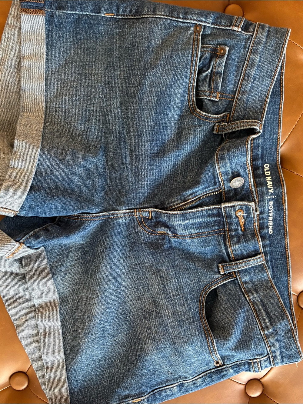 Old Navy Blue Rolled Hem Boyfriend Jean Shorts